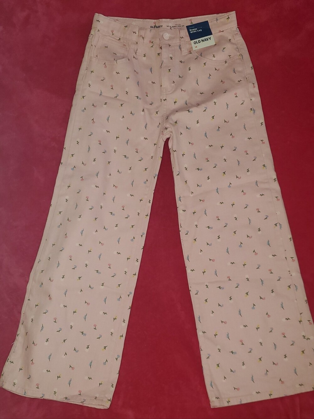 Old Navy Light Pink Floral Baggy Wide-Leg Pants BNWT